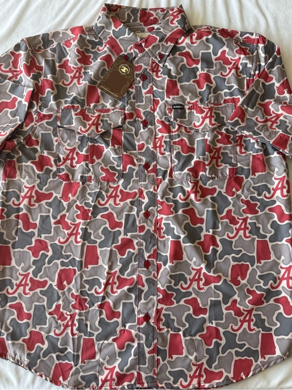 Men's Casual Button-Down Shirt by in Red & Gray